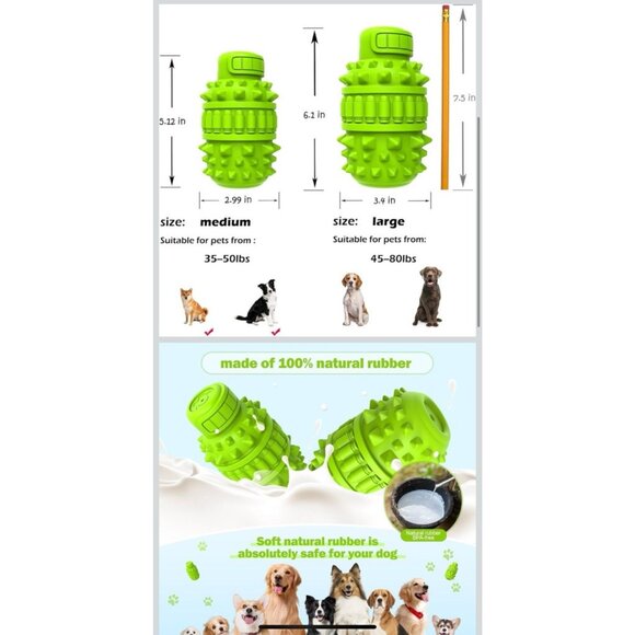 Natural Rubber Dog Toy for Large Dogs Aggressive Chewers BPA-Free Squeaky Fun - Picture 2 of 5
